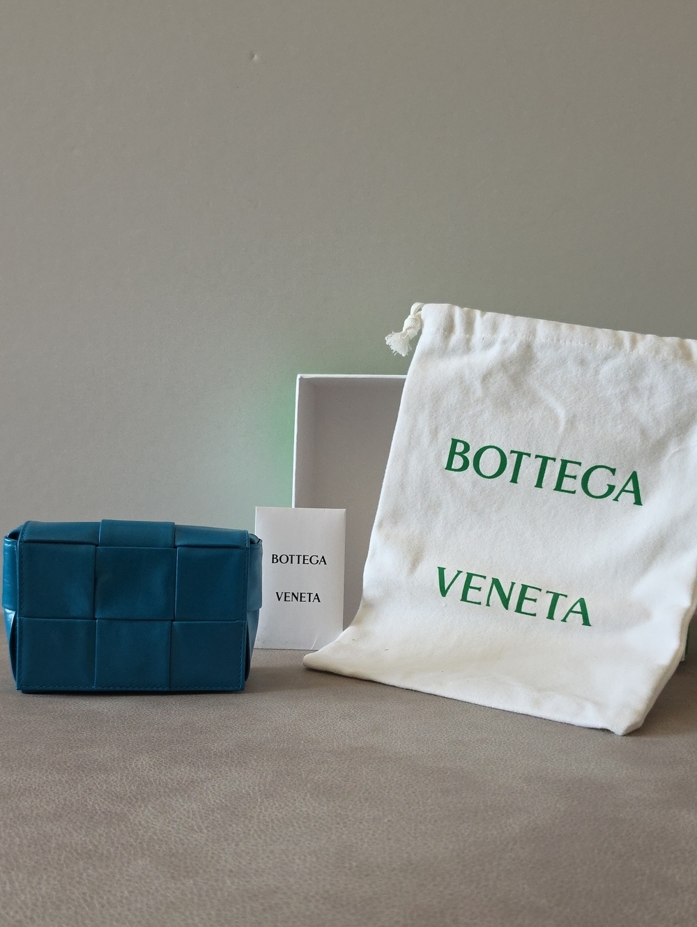 Bottega Veneta Blue Intrecciato Mini Pouch- Authenic